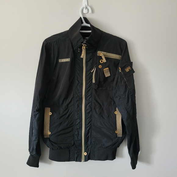 G-Star Zip Up Cargo Bomber Jacket (Black) - Picture 1 of 8